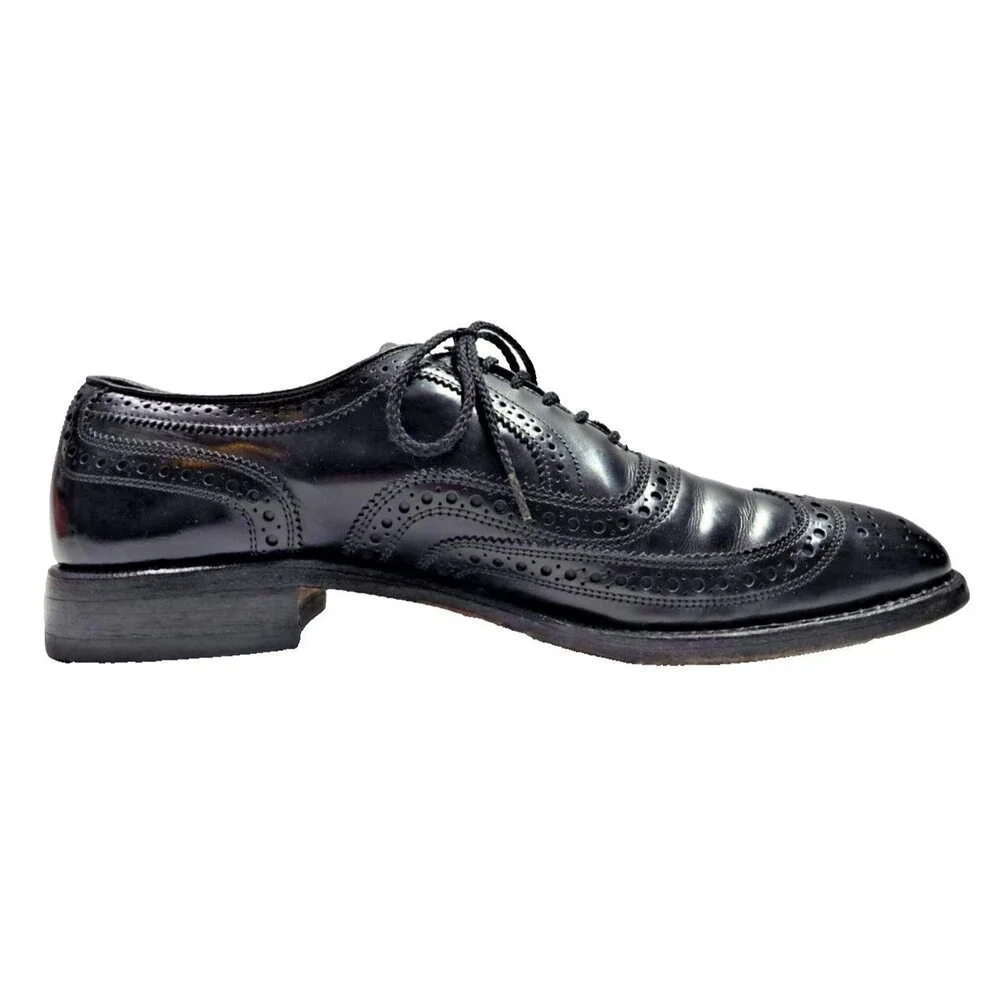 Allen Edmonds McAllister 6215 Men's Size 9A Black Leather Wingtip Oxford Shoes